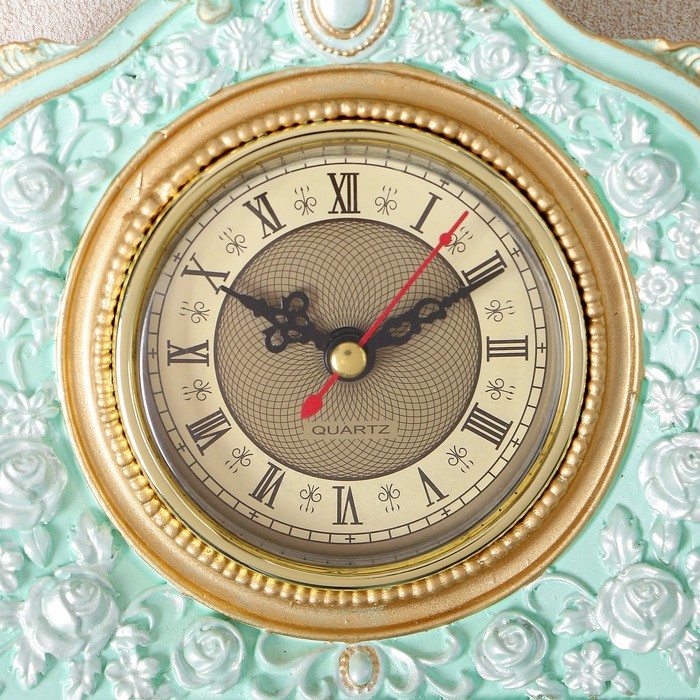 Часы настольные "Каминные", цвет бирюзовый, 21х19х6.5 см