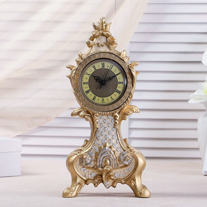 Часы настольные "Рококо", цвет бежевый перламутр, 38х17.5х10 см