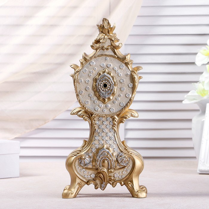 Часы настольные "Рококо", цвет бежевый перламутр, 38х17.5х10 см