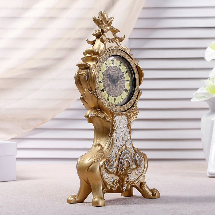 Часы настольные "Рококо", цвет бежевый перламутр, 38х17.5х10 см