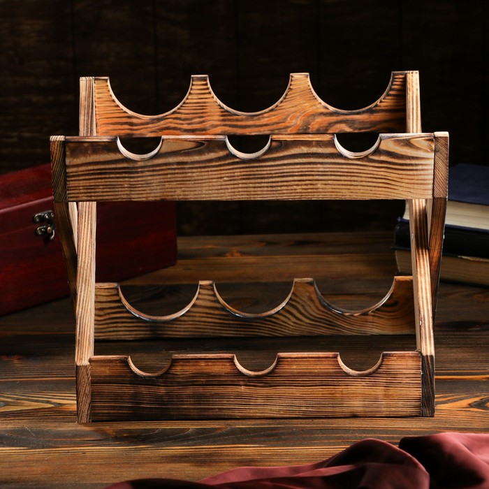 Подставка для бутылок "Оригами" складная, массив сосны, обоженная