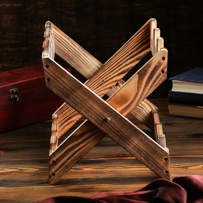 Подставка для бутылок "Оригами" складная, массив сосны, обоженная