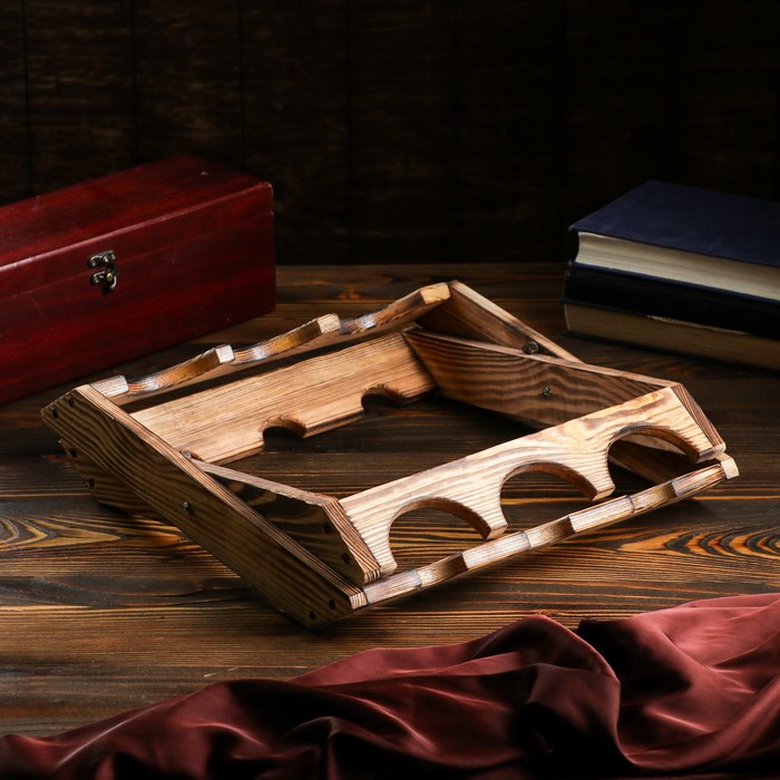 Подставка для бутылок "Оригами" складная, массив сосны, обоженная