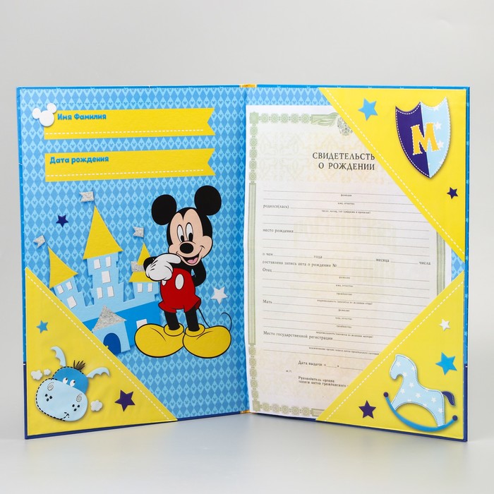 Обложка для документов "Первые документы нашего сыночка", Микки Маус