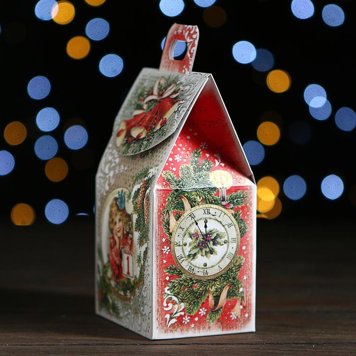 Коробка картонная "Домик с часами. Серия декупаж", 9 х 7 х 17 см