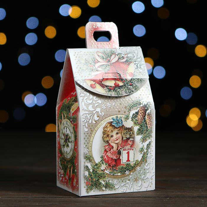 Коробка картонная "Домик с часами. Серия декупаж", 9 х 7 х 17 см