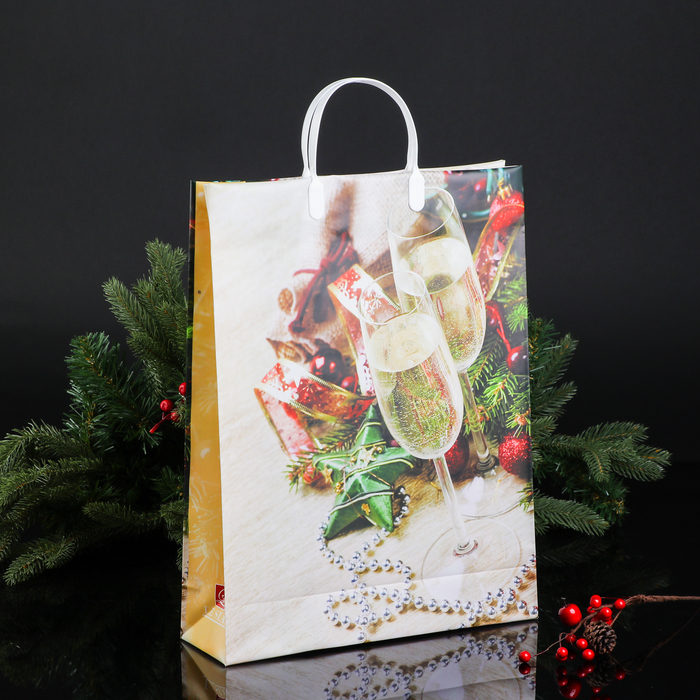 Пакет "Новогодний звон", мягкий пластик, 42х32 см, 140 мкм