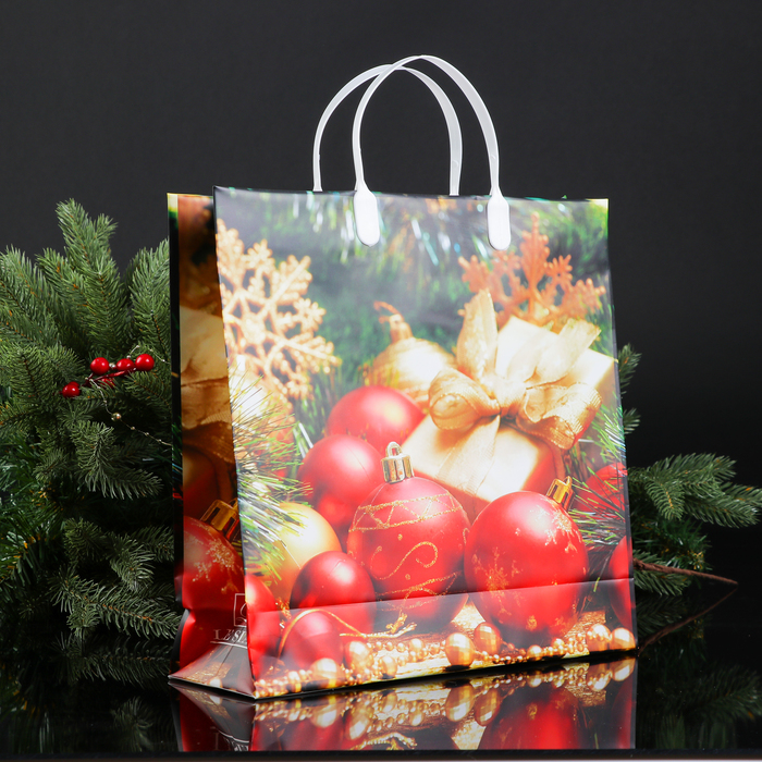 Пакет "Новогодняя сказка", мягкий палстик, 30х30 см, 140 мкм