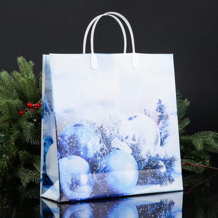 Пакет "Новогодние шары", мягкий палстик, 30х30 см, 140 мкм