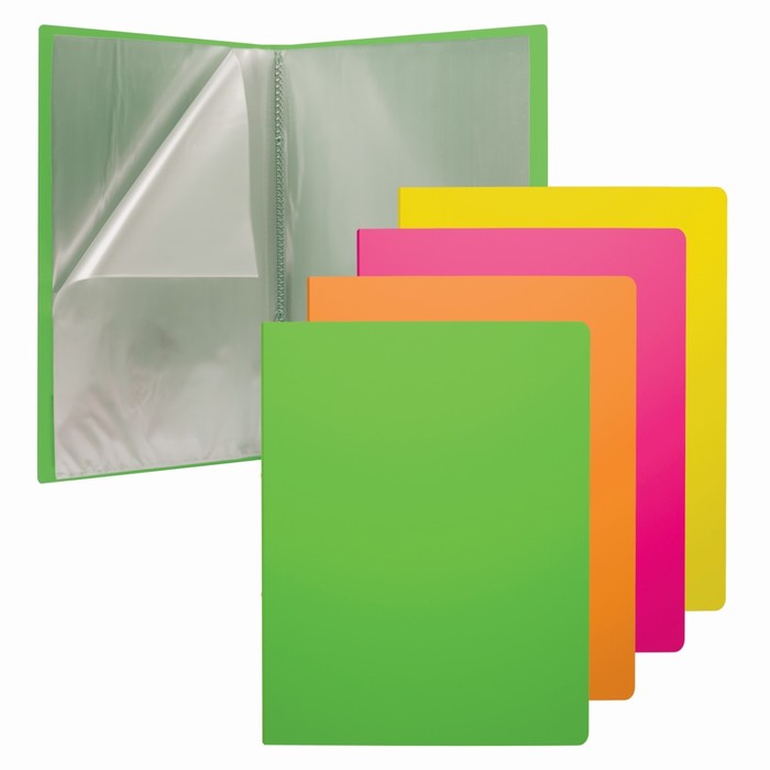 Папка с 30 прозрачными вкладышами А4 Erich Krause Neon, текстурой поверхности "песок", микс