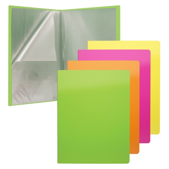 Папка с 30 прозрачными вкладышами А4 Erich Krause Glance Neon, микс