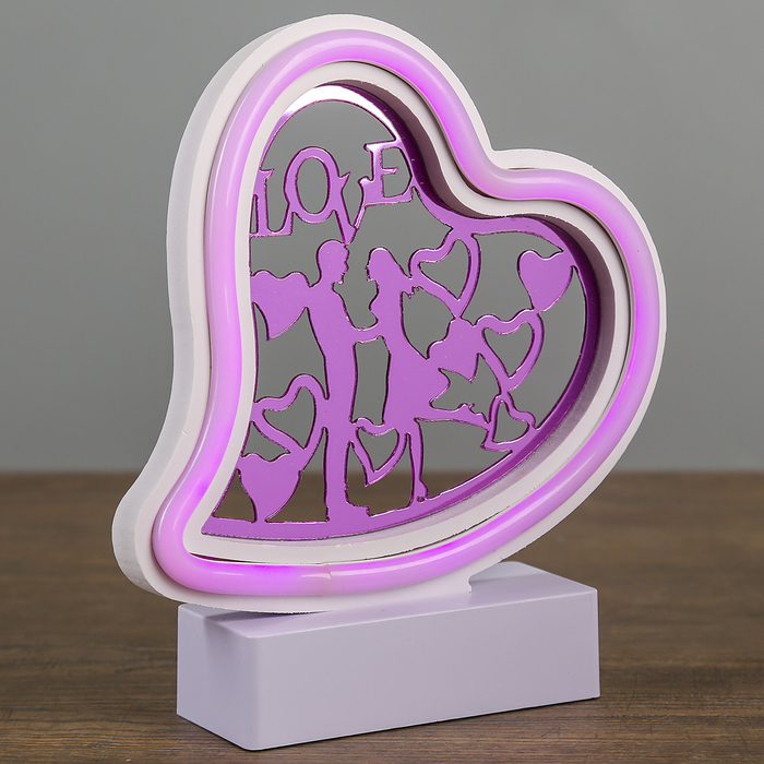 Ночник "Влюблённая пара - сердце" 3AAA диодная лента МИКС 5х17х19 см