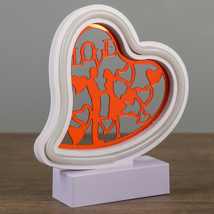 Ночник "Влюблённая пара - сердце" 3AAA диодная лента МИКС 5х17х19 см
