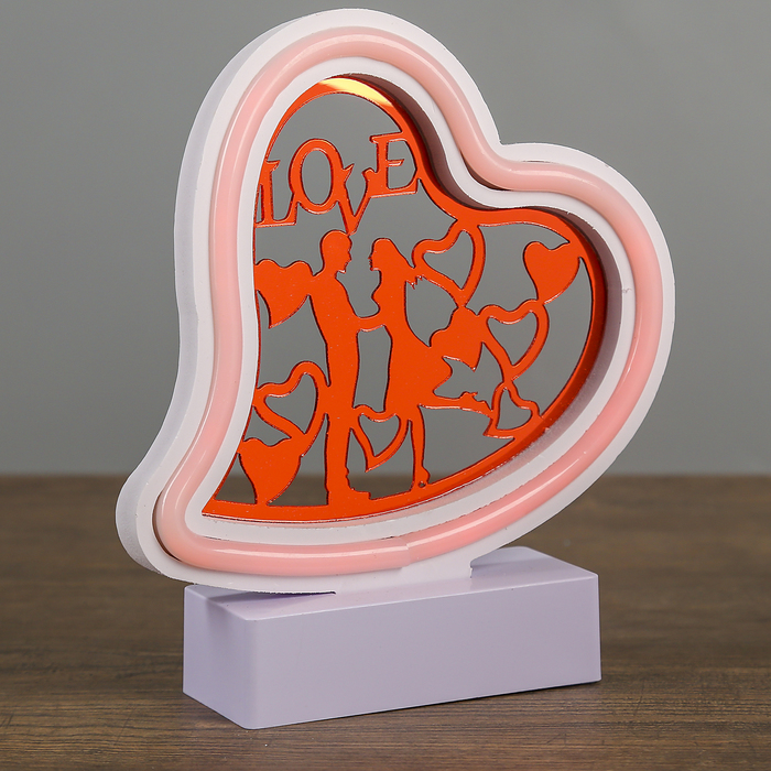 Ночник "Влюблённая пара - сердце" 3AAA диодная лента МИКС 5х17х19 см