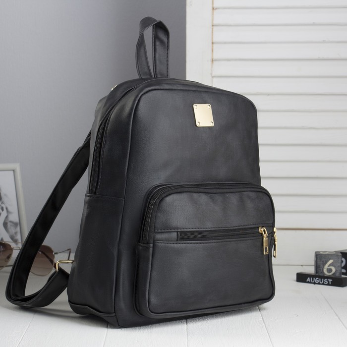 Рюкзак мол Зарина, 27*15*32, отд на молнии, 2 н/кармана, черный