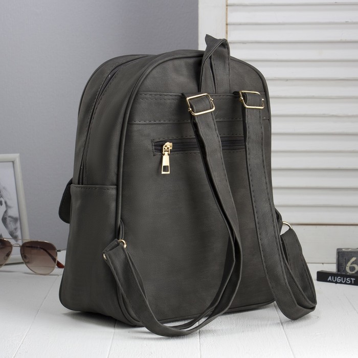 Рюкзак мол Анастасия, 27*12*32, отд на молнии, 2 н/кармана, т-серый