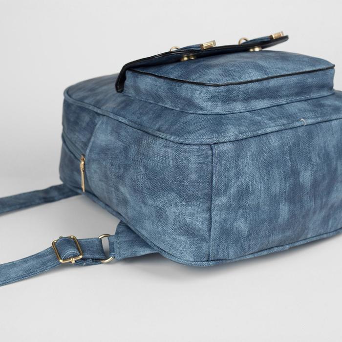 Рюкзак мол Анастасия, 27*12*32, отд на молнии, 2 н/кармана, джинс синий