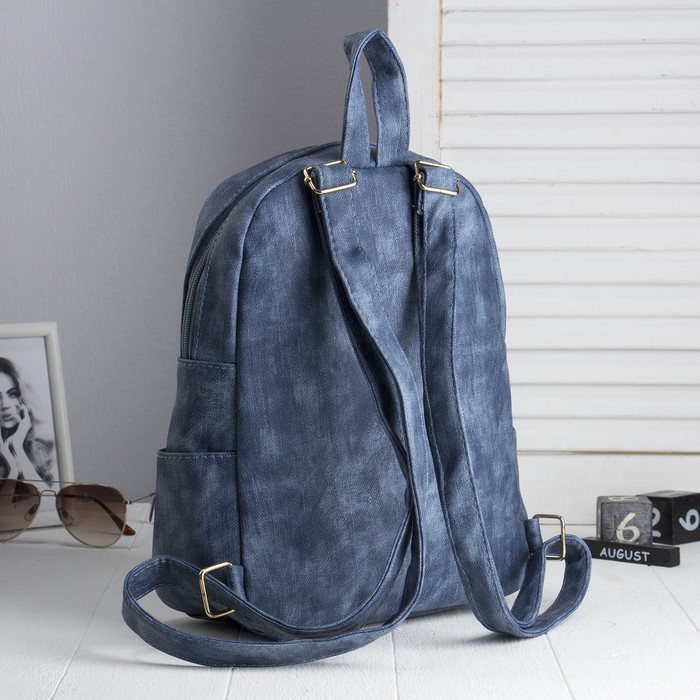 Рюкзак мол Адель, 27*12*32, отд на молнии, 5 н/карманов, джинс синий