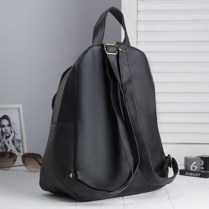 Рюкзак мол Ева, 27*13*34, отд на молнии, 2 н/кармана, черный