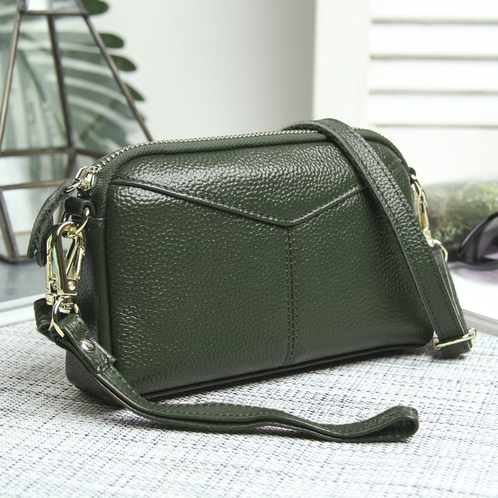 Клатч жен Лара, 18,5*4*12, отд на молнии, н/карман, ручка, длин ремень, зеленый