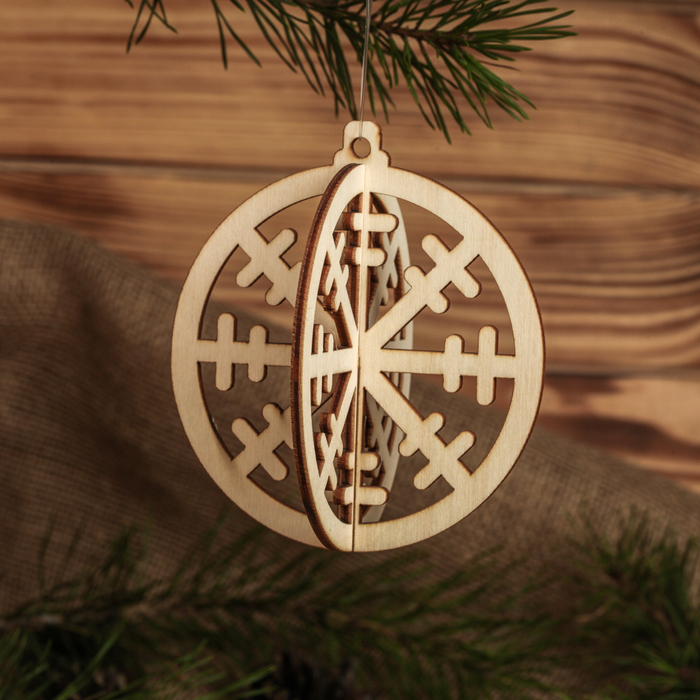 Набор ёлочных игрушек из дерева, 5 предметов.