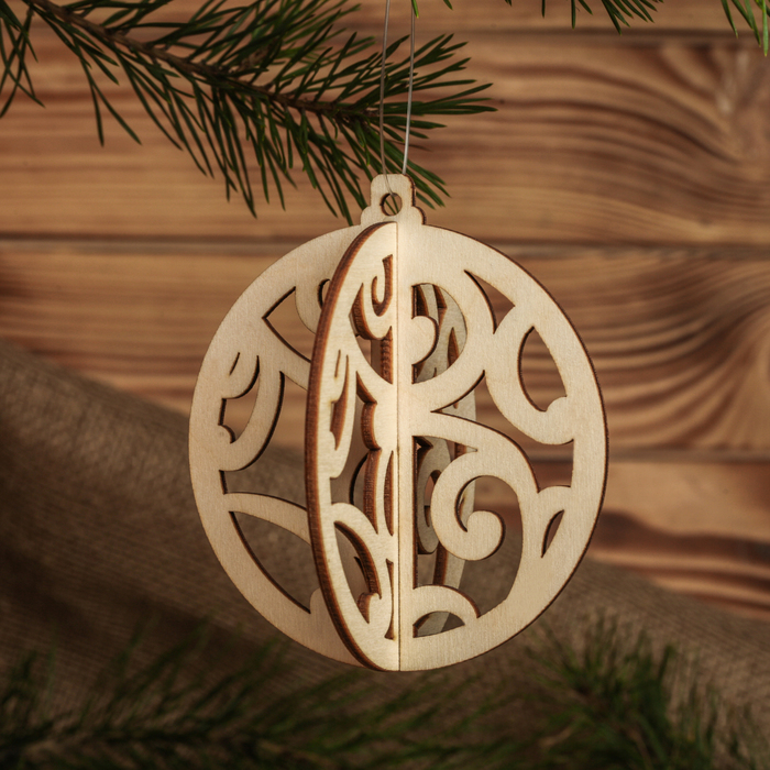 Набор ёлочных игрушек из дерева, 5 предметов.