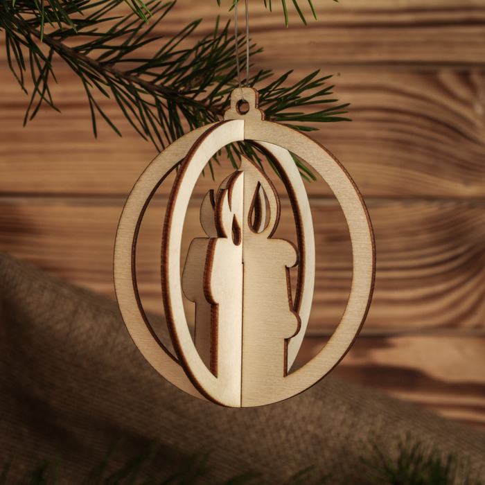 Набор ёлочных игрушек из дерева, 5 предметов.