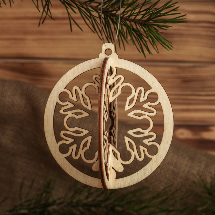 Набор ёлочных игрушек из дерева, 5 предметов.