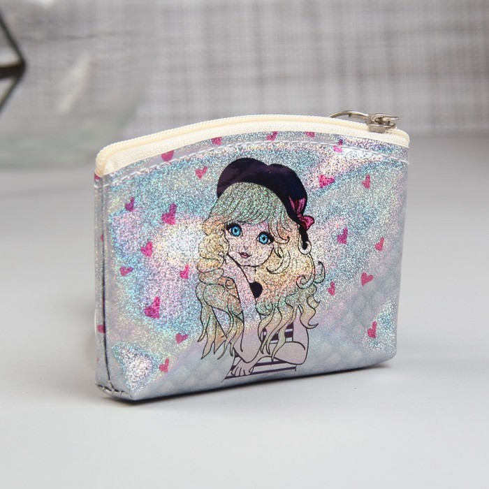 Кошелёк «Девочки», отдел на молнии, кольцо, серебро/МИКС