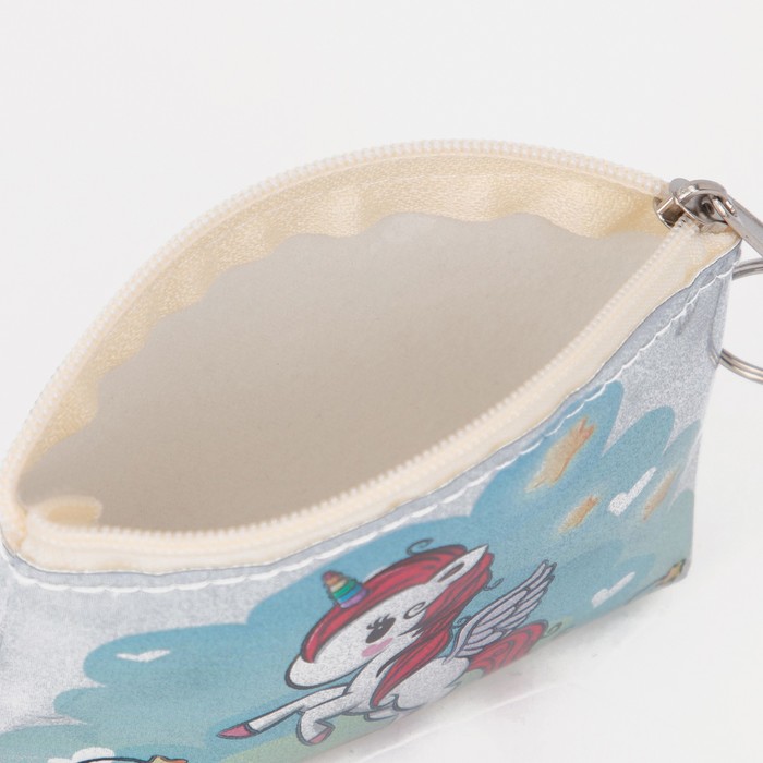 Кошелёк «Единорог», отдел на молнии, кольцо, серебро/МИКС