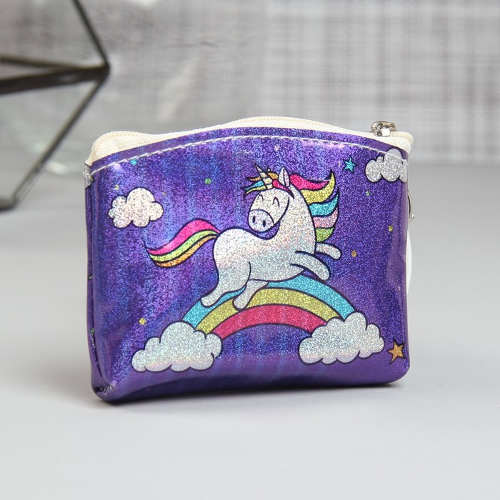 Кошелёк «Единорог», отдел на молнии, кольцо, серебро/МИКС