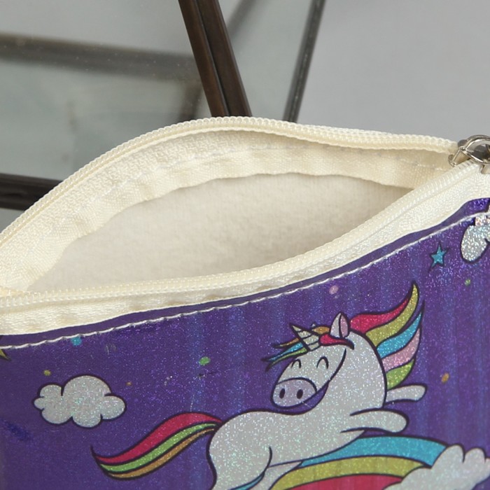 Кошелёк «Единорог», отдел на молнии, кольцо, серебро/МИКС