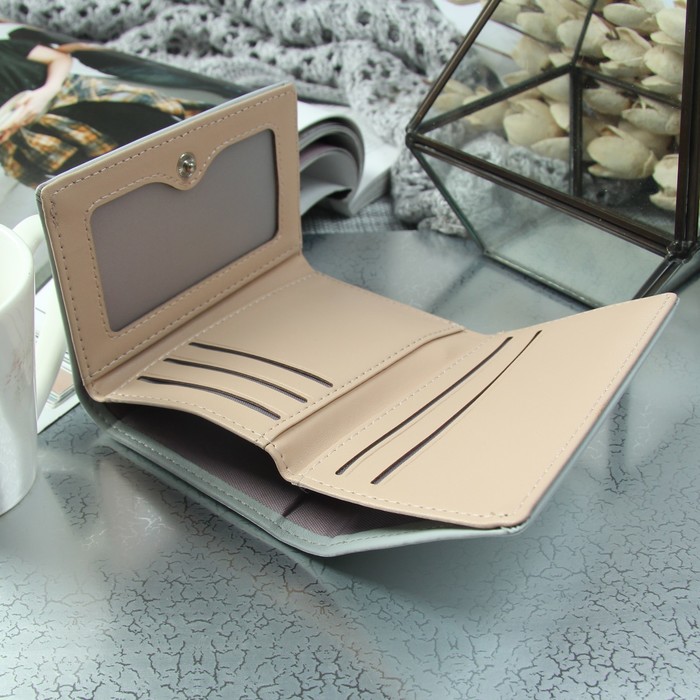 Кошелёк женский, отдел, для карт, цвет серый