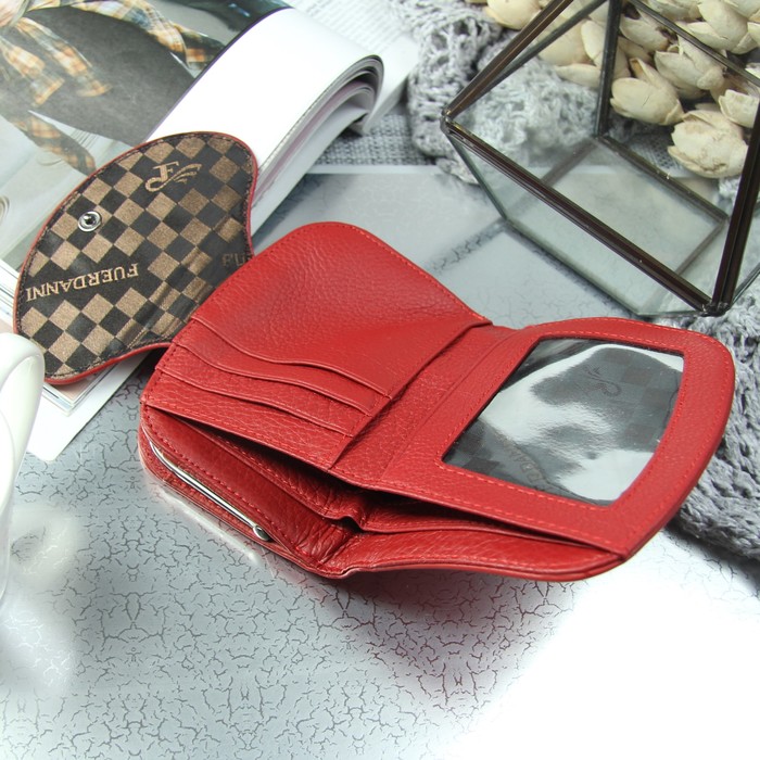 Кошелёк женский, отдел рамка, 2 отдела, для карт, для монет, цвет красный