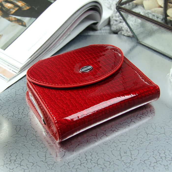 Кошелёк женский, отдел рамка, 2 отдела, для карт, для монет, цвет красный