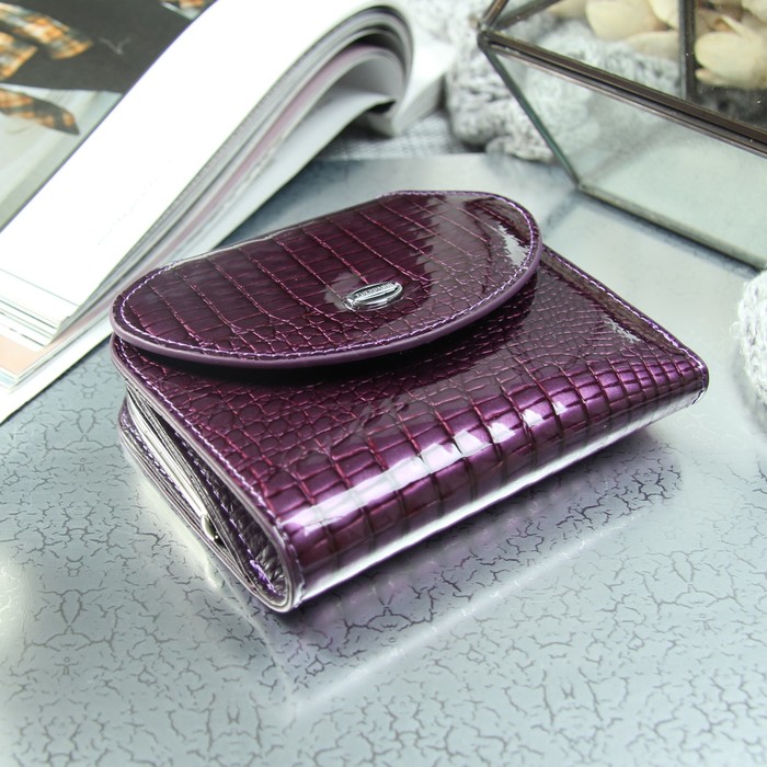 Кошелёк женский, отдел рамка, 2 отдела, для карт, для монет, цвет фиолетовый