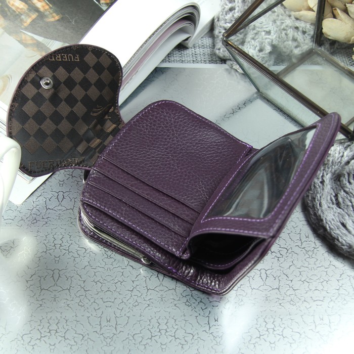 Кошелёк женский, отдел рамка, 2 отдела, для карт, для монет, цвет фиолетовый