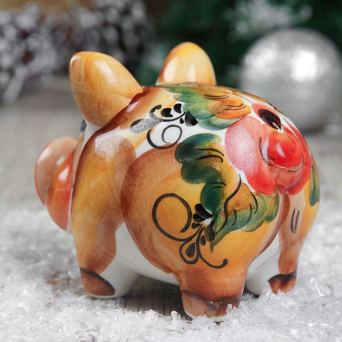 Копилка «Пятак», 13×10 см, гжель