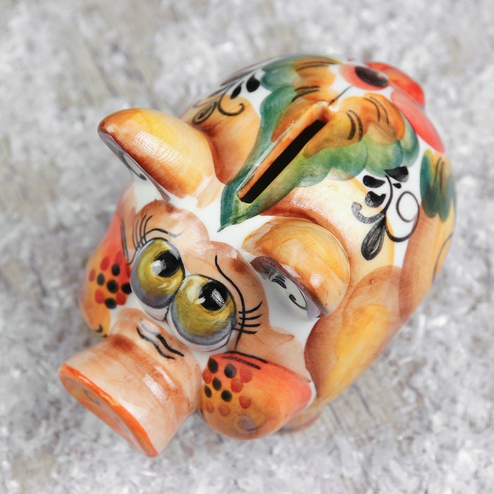 Копилка «Пятак», 13×10 см, гжель