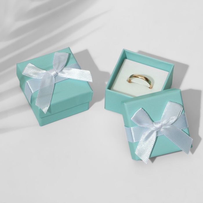 Коробочка подарочная под кольцо "Тиффани" 5*5см, цвет бирюзовый