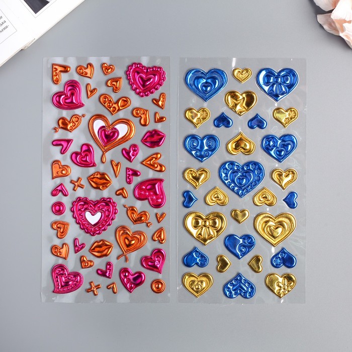 Наклейка пластик "Сердечки" МИКС 21,5х10 см