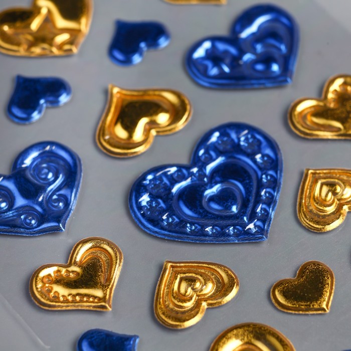 Наклейка пластик "Сердечки" МИКС 21,5х10 см