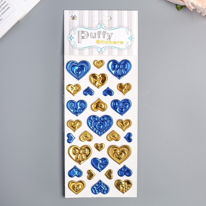 Наклейка пластик "Сердечки" МИКС 21,5х10 см