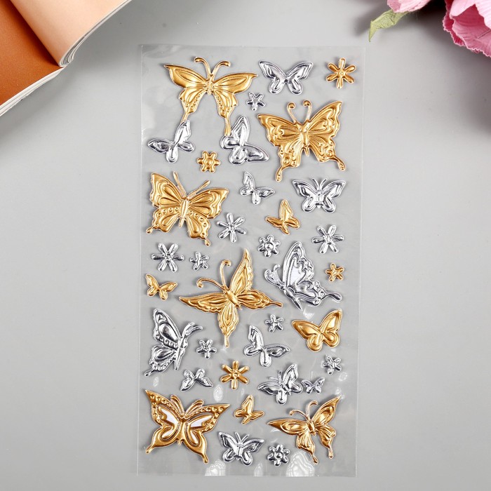 Наклейка пластик "Бабочки" МИКС 21,5х10 см