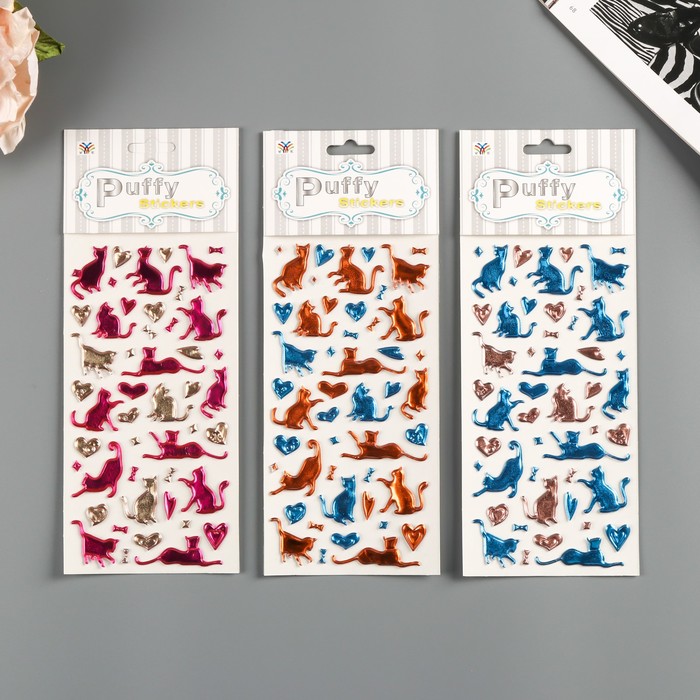 Наклейка пластик "Кошки" МИКС 21,5х10 см