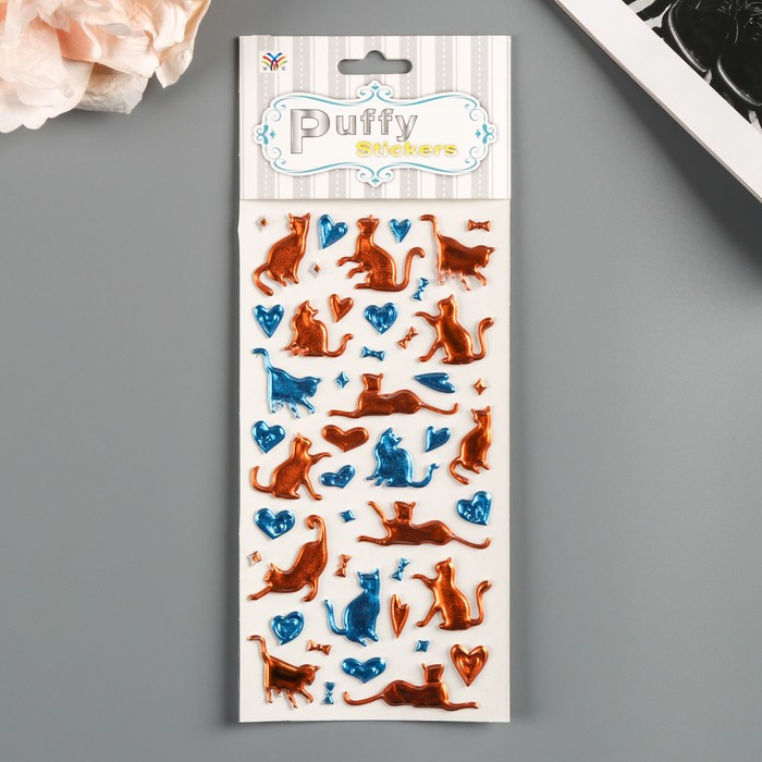 Наклейка пластик "Кошки" МИКС 21,5х10 см