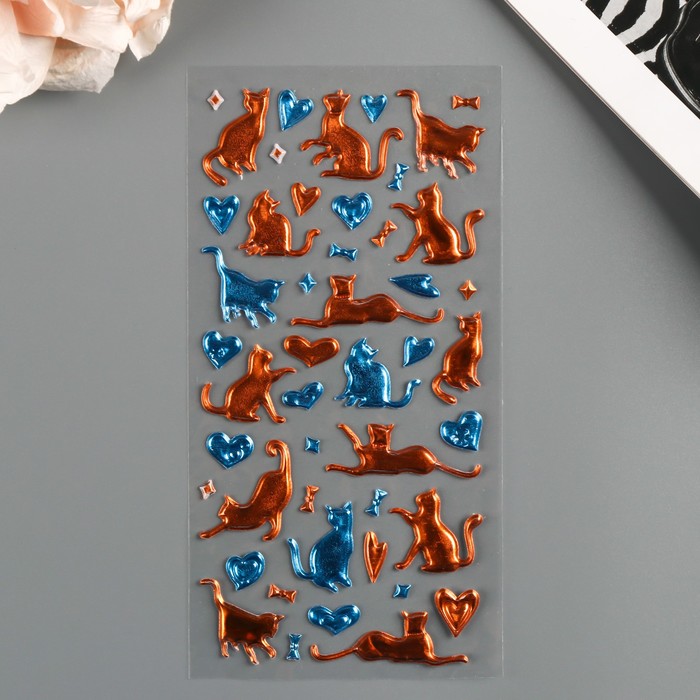 Наклейка пластик "Кошки" МИКС 21,5х10 см