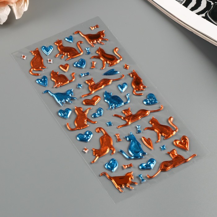 Наклейка пластик "Кошки" МИКС 21,5х10 см