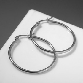 Серьги-кольца 'Стальные', цвет серебро, d=3,5 см Ош