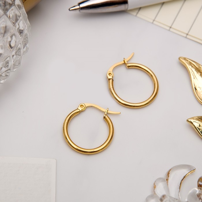 Серьги-кольца "Стальные", цвет золото, d=1,5 см